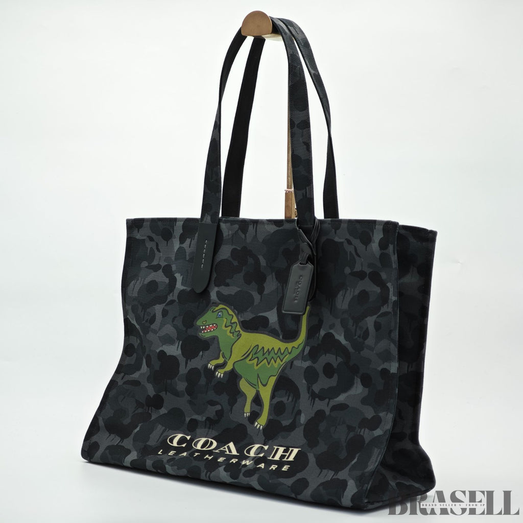 COACH コーチ トート・カモ プリント アンド レキシー CCD11 A5F バッグ トートバッグ 恐竜 ダイナソー ブラック レディース 保存袋