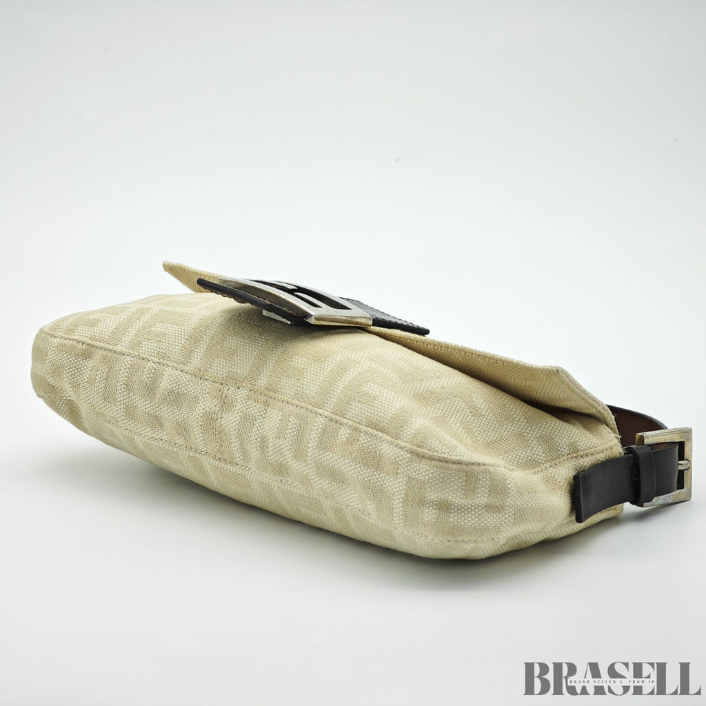 FENDI フェンディ マンマバケット ハンドバッグ  キャンバス レザー ベージュ レディース