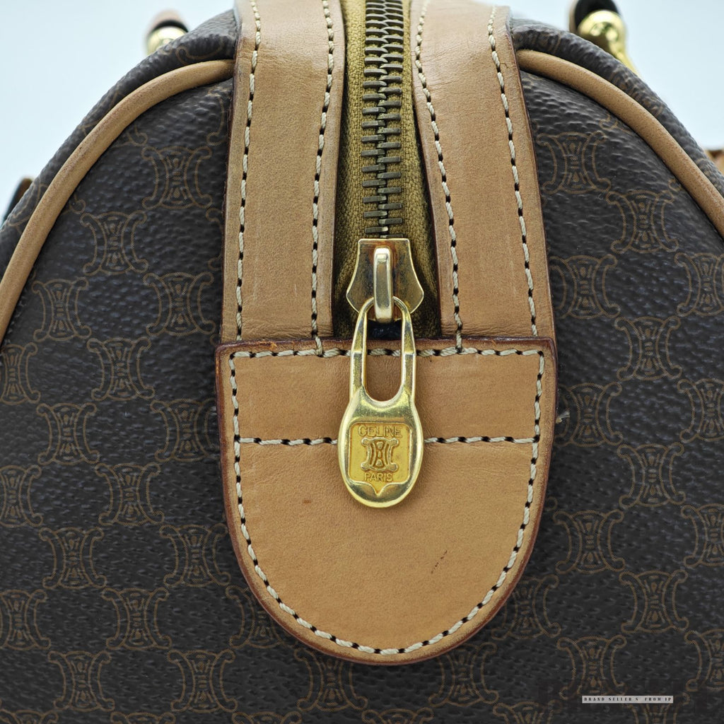 CELINE セリーヌ マカダムハンドバッグ ミニボストンバッグ バッグ ボストンバッグ ブラウン レディース