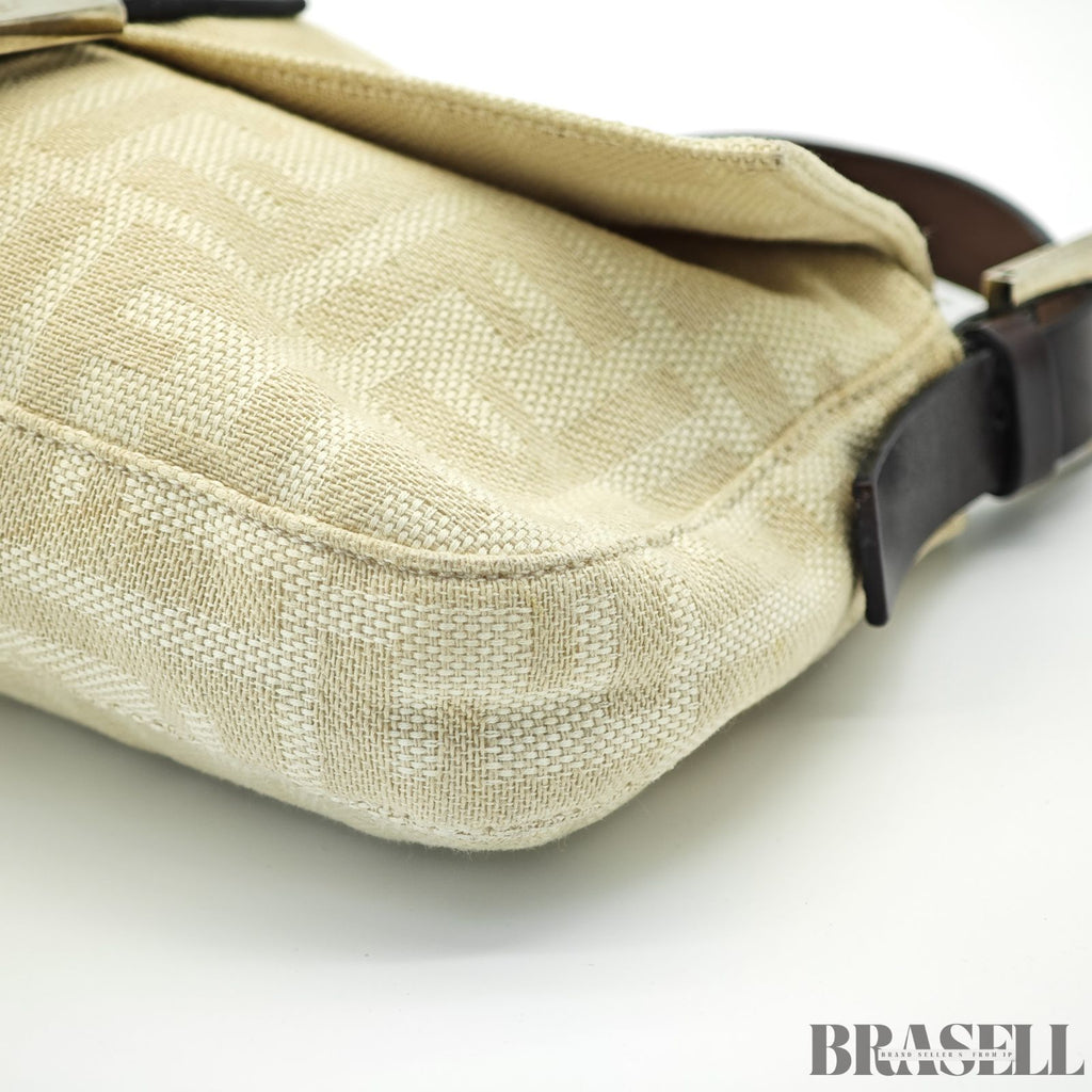 FENDI フェンディ マンマバケット ハンドバッグ  キャンバス レザー ベージュ レディース