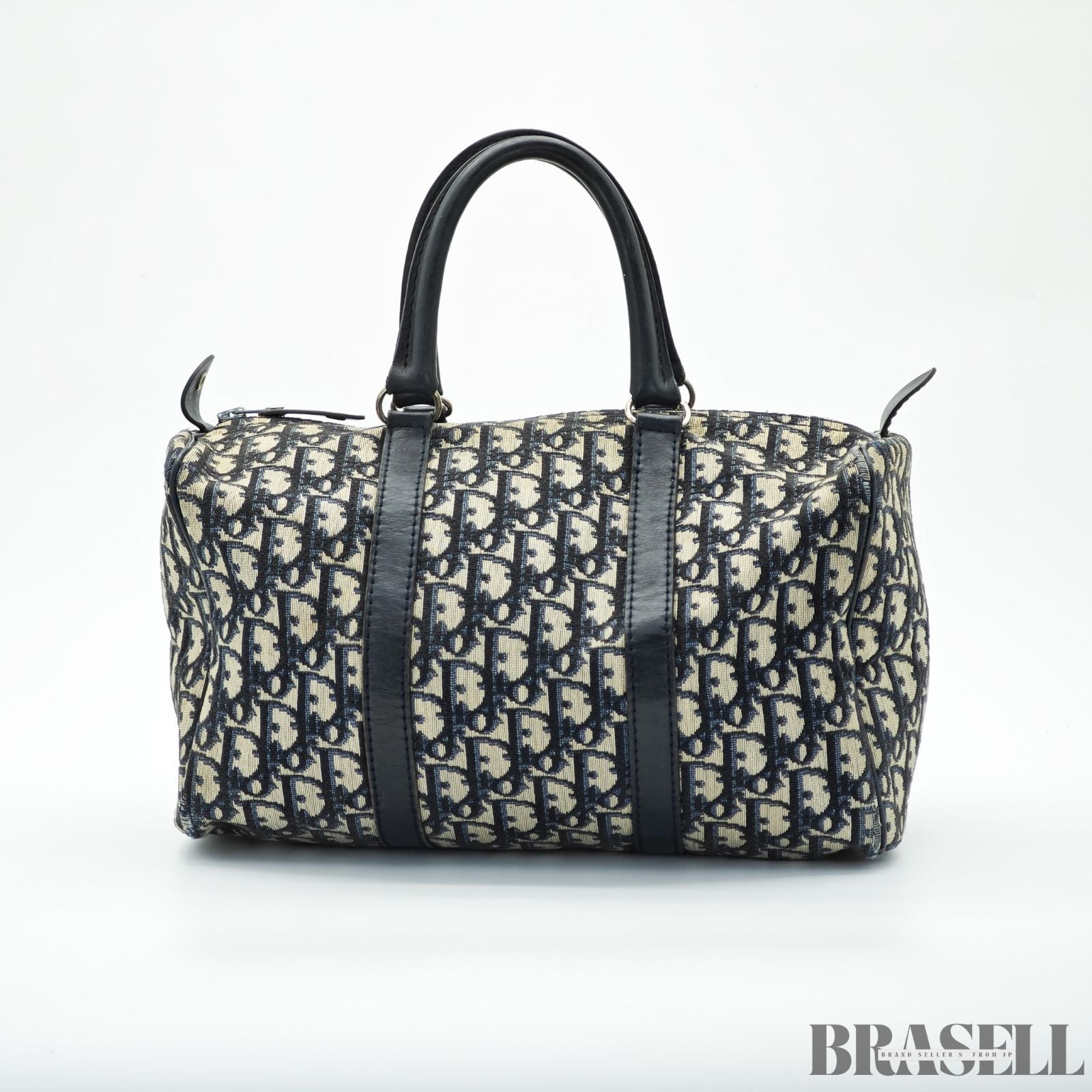 Dior ディオール トロッター ボストンバッグ キャンバス ネイビー レディース