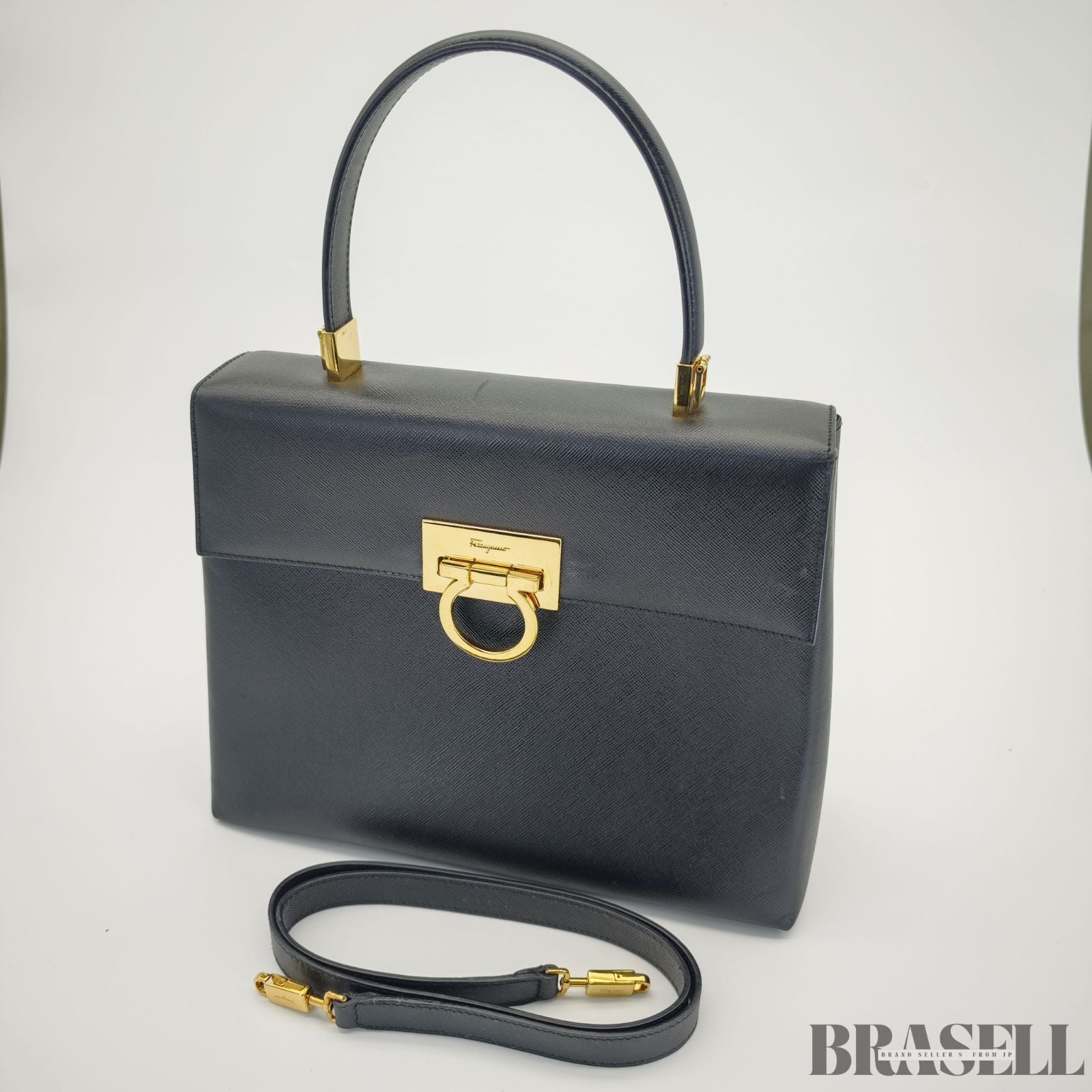 Ferragamo フェラガモ ガンチーニ 2way ショルダーバッグ バッグ トートバッグ ブラック レディース ショルダーストラップ