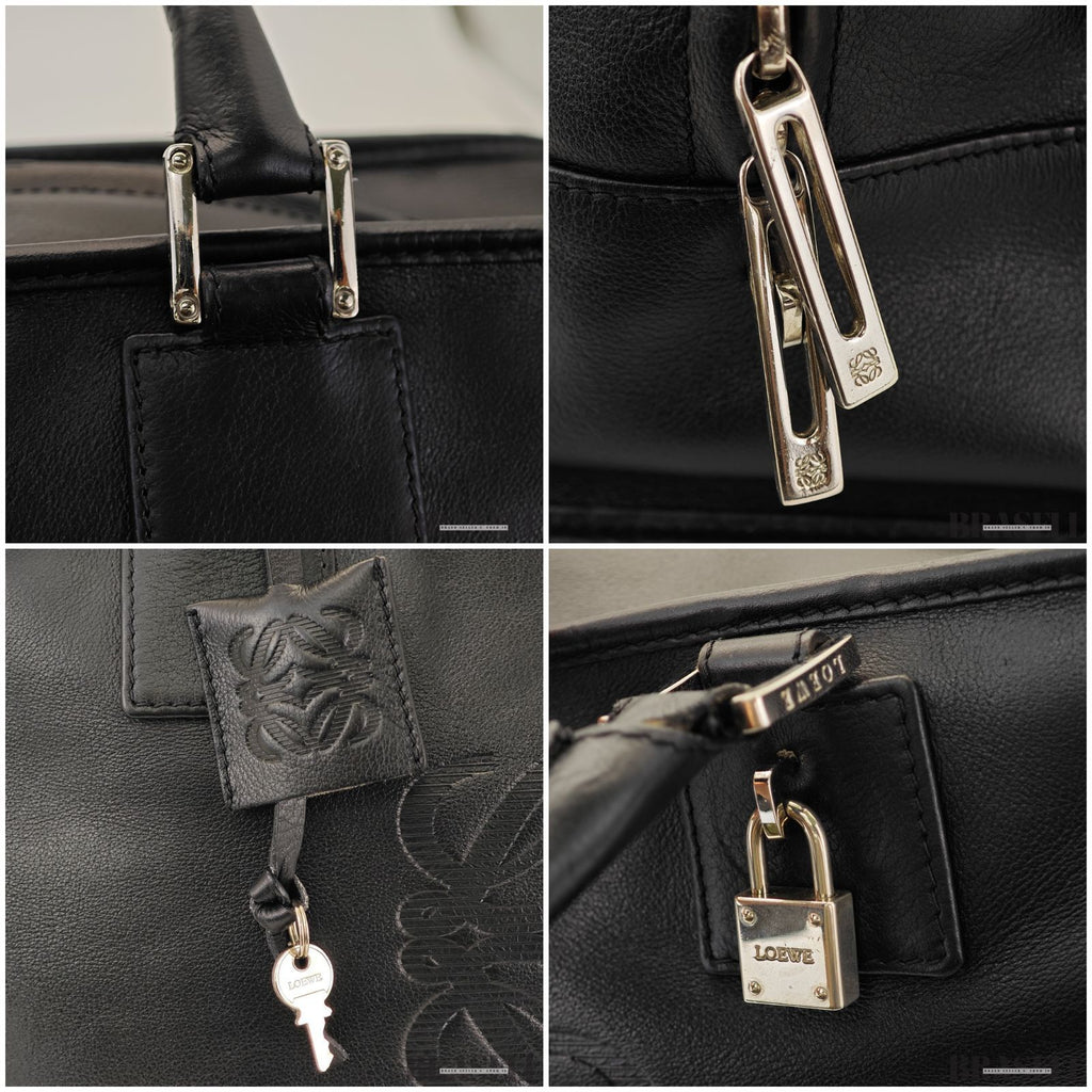 LOEWE ロエベ アマソナ36 バッグ ハンドバッグ 横長 ブラック シルバー金具 レディース メンズ