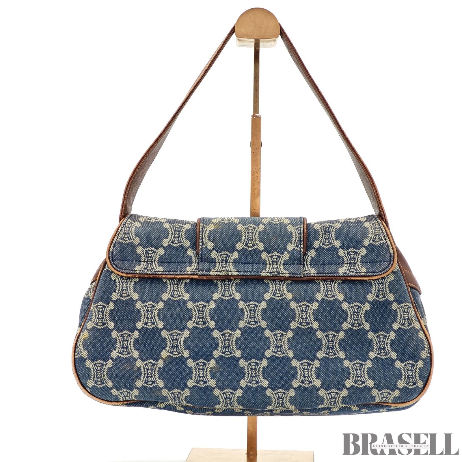 CELINE  セリーヌ パリマカダム ワンショルダーバッグ バッグ ハンドバッグ フラップ デニム ブラウン系 レディース 保存袋