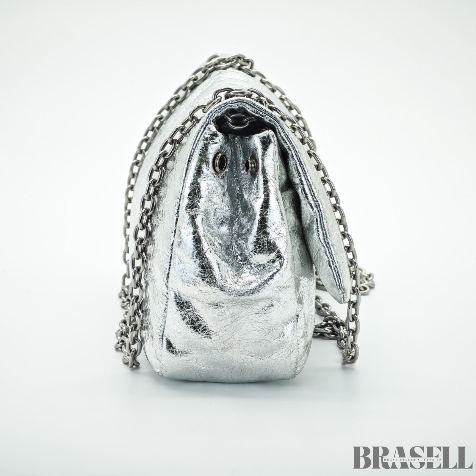 BALENCIAGA バレンシアガ MONACO モナコ ナノバッグ メタライズド ショルダーバッグ コンパクト メタリック シルバー系 レディース