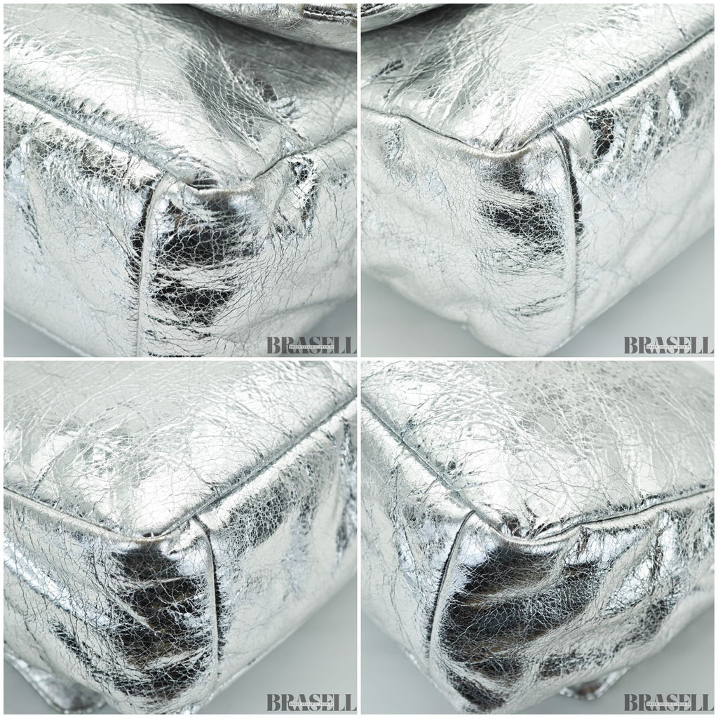 BALENCIAGA バレンシアガ MONACO モナコ ナノバッグ メタライズド ショルダーバッグ コンパクト メタリック シルバー系 レディース