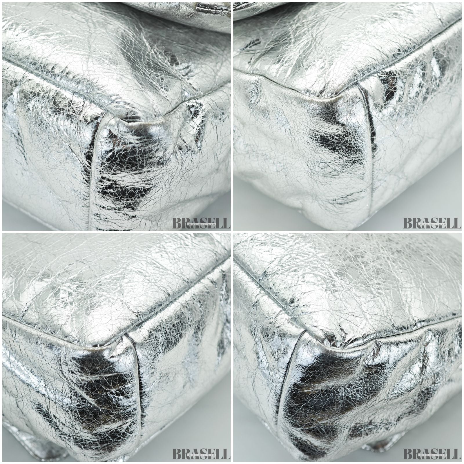 BALENCIAGA バレンシアガ MONACO モナコ ナノバッグ メタライズド ショルダーバッグ コンパクト メタリック シルバー系 レディース