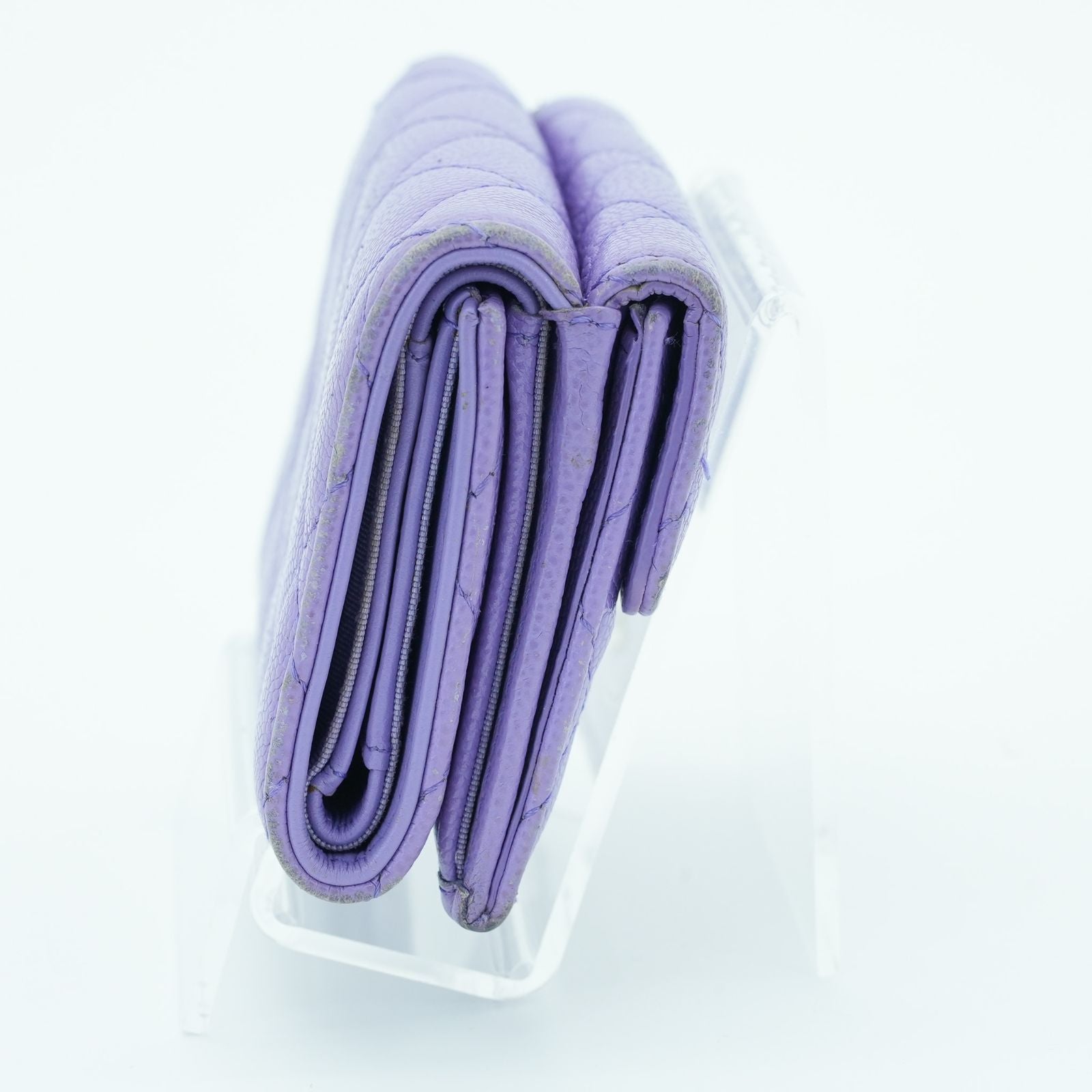 CHANEL マトラッセ 二つ折り財布 コンパクト パープル レディース