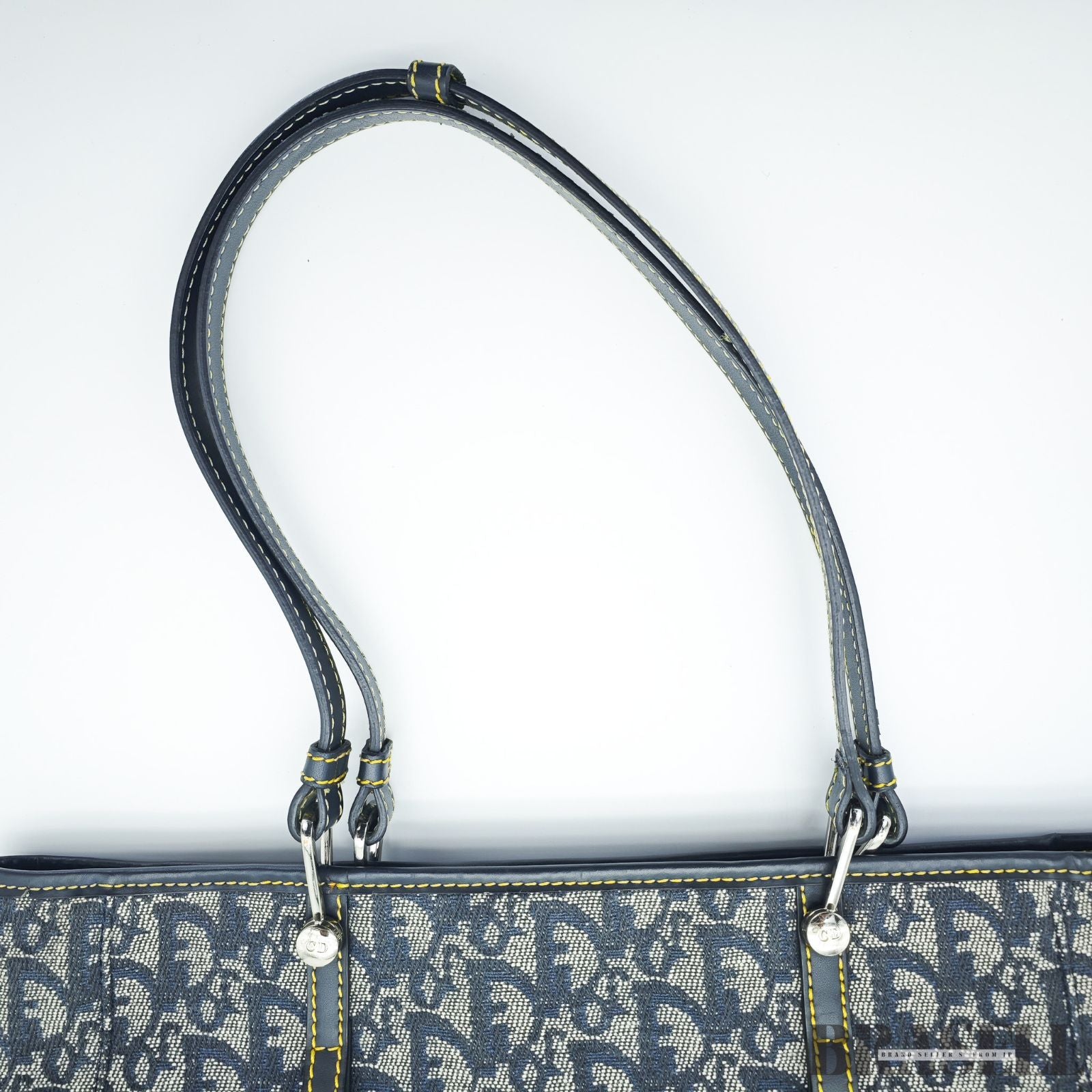 Dior ディオール トロッター トートバッグ ハンドバッグ キャンバス レザー ネイビー レディース