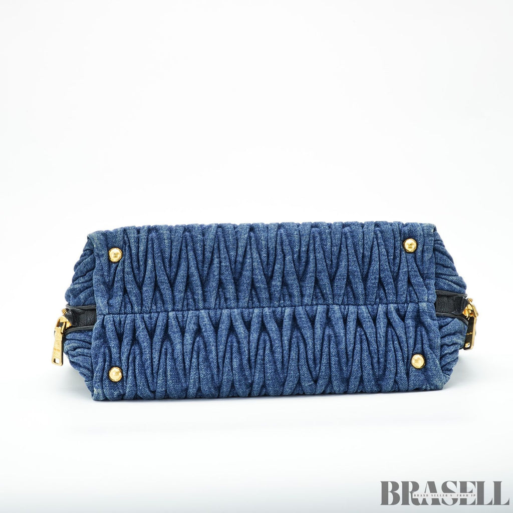 MIUMIU ミュウミュウ マテラッセ ブデニムキャンバスハンドバッグ バッグ ハンドバッグ 横長 ブルー レディース メンズ