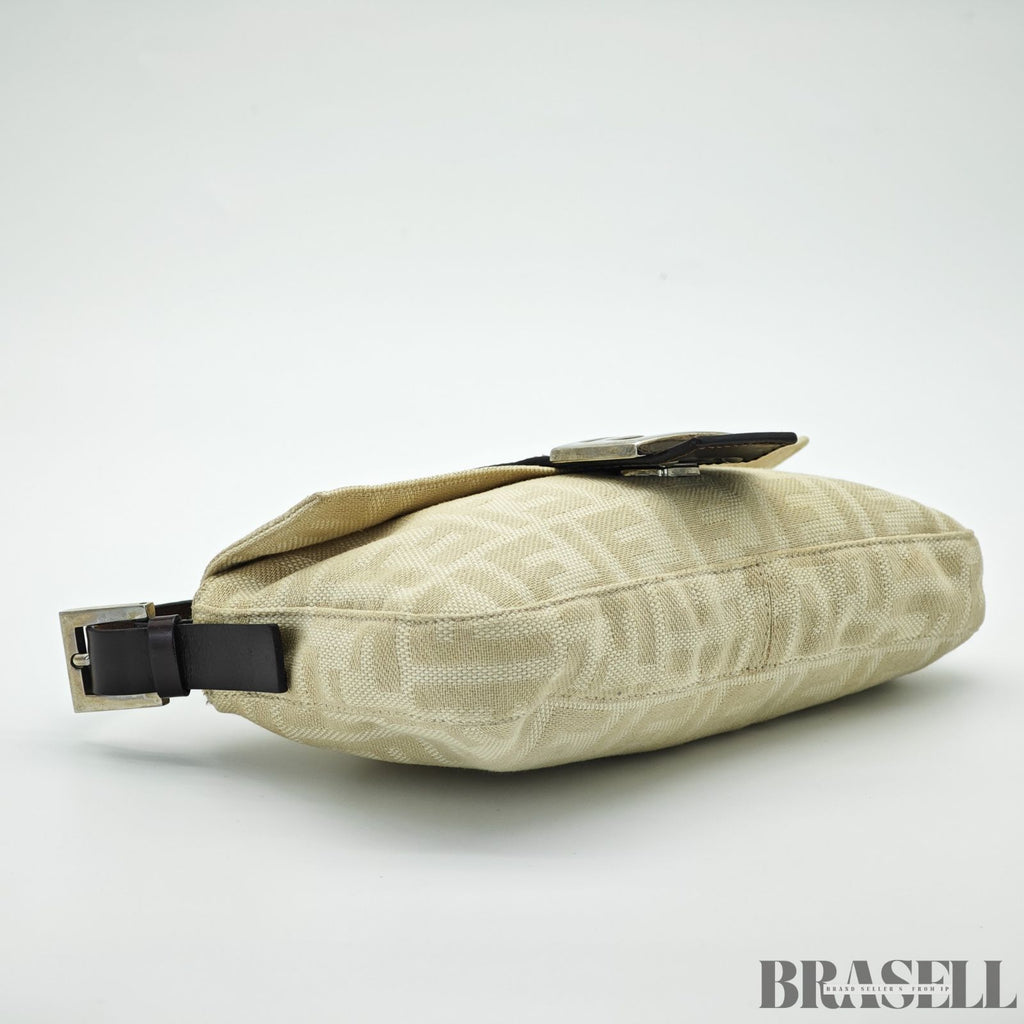 FENDI フェンディ マンマバケット ハンドバッグ  キャンバス レザー ベージュ レディース