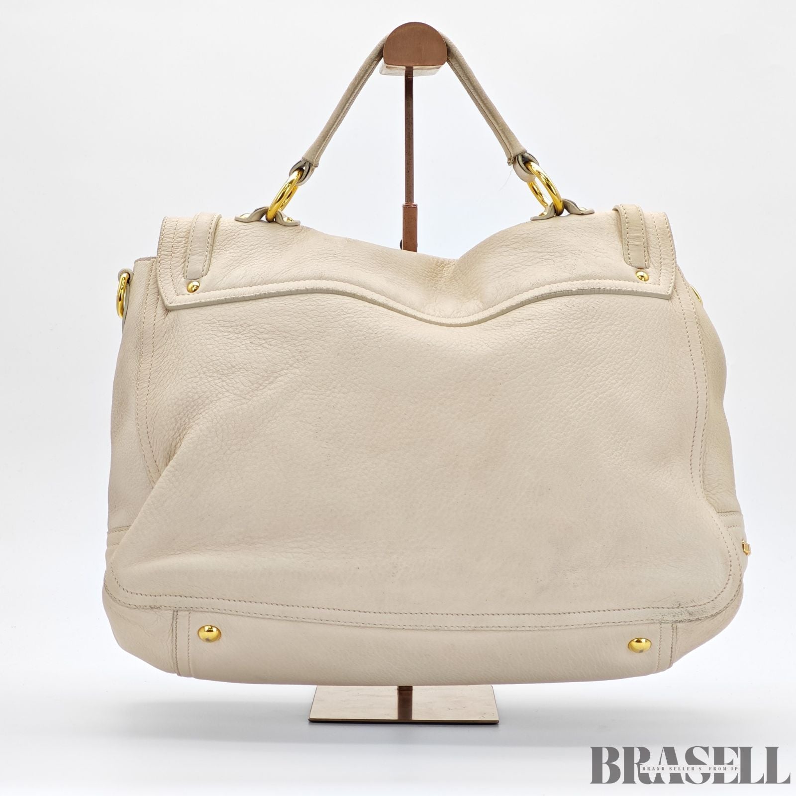 miu miu ミュウミュウ レザートートバッグ バッグ ハンドバッグ ショルダーバッグ 2way フラップ ホワイト レディース 保存袋, ショルダーストラップ