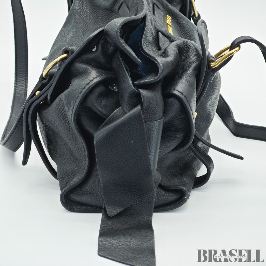 miu miu ミュウミュウ ハンドバッグ トートバッグ ショルダーバッグ  RR1312 バッグ 横長 ブラック 黒 レディース