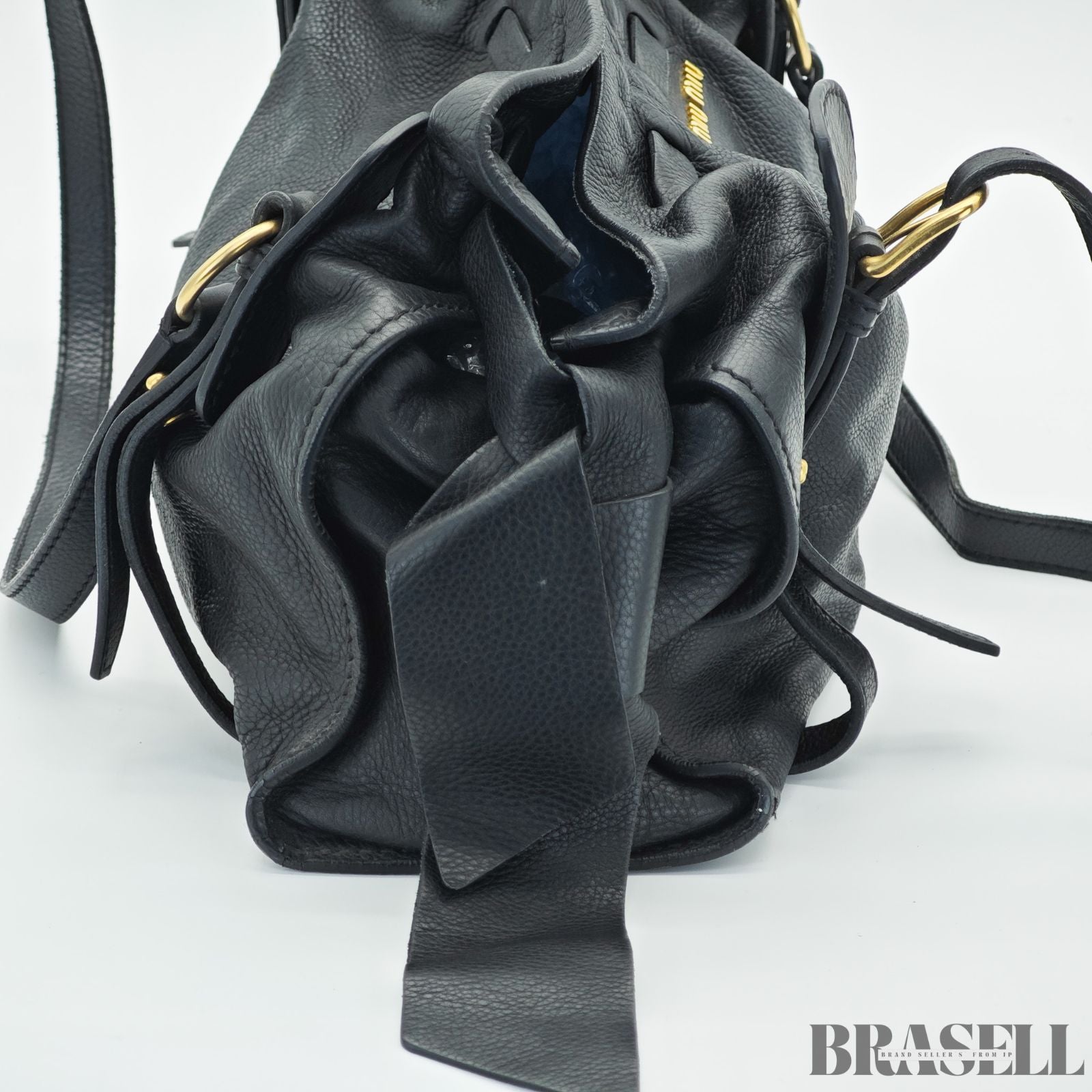 miu miu ミュウミュウ ハンドバッグ トートバッグ ショルダーバッグ  RR1312 バッグ 横長 ブラック 黒 レディース