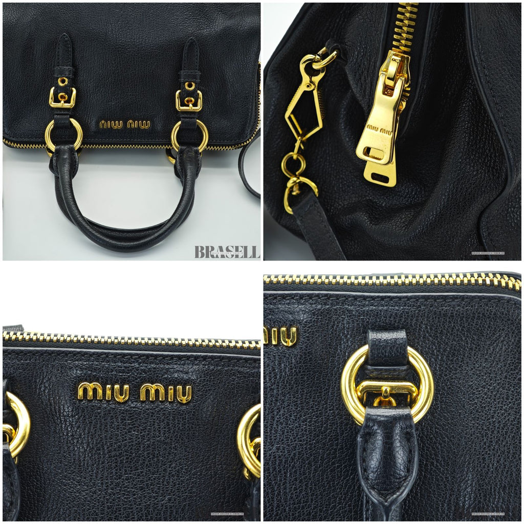miu miu ミュウミュウ マドラス 2way RL0058 バッグ ハンドバッグ ショルダーバッグ ブラック 黒 レディース 保存袋 ギャランティーカード ショルダーストラップ