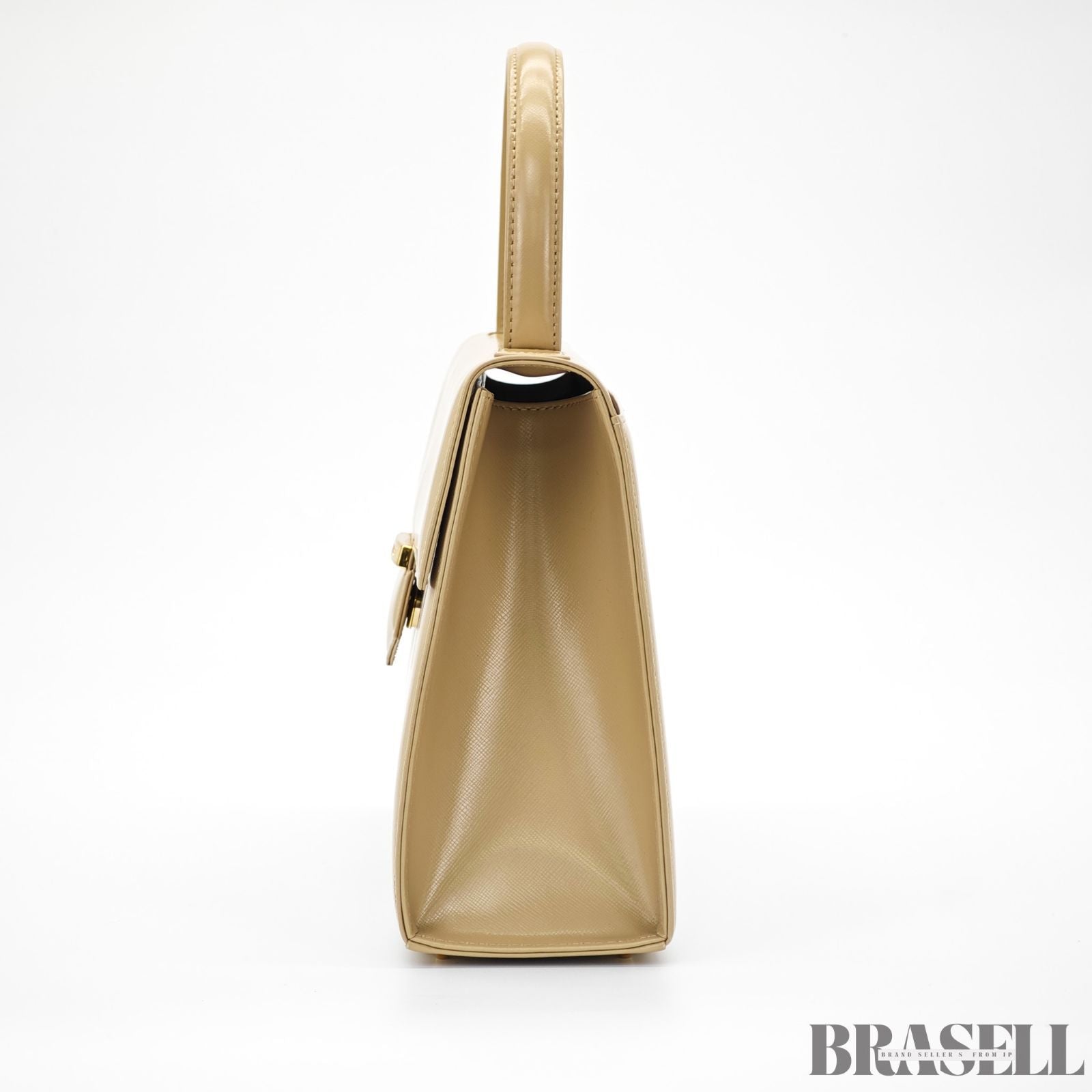 Yves Saint Laurent  イヴ・サンローラン ヴィンテージ ケリー型 トップハンドルバッグ ロゴ金具  バッグ ハンドバッグ フラップ ベージュ レディース メンズ 箱 保存袋