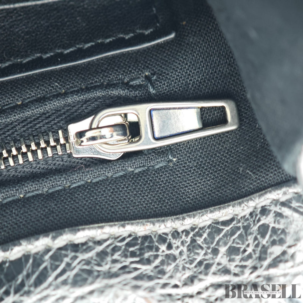 BALENCIAGA バレンシアガ MONACO モナコ ナノバッグ メタライズド ショルダーバッグ コンパクト メタリック シルバー系 レディース