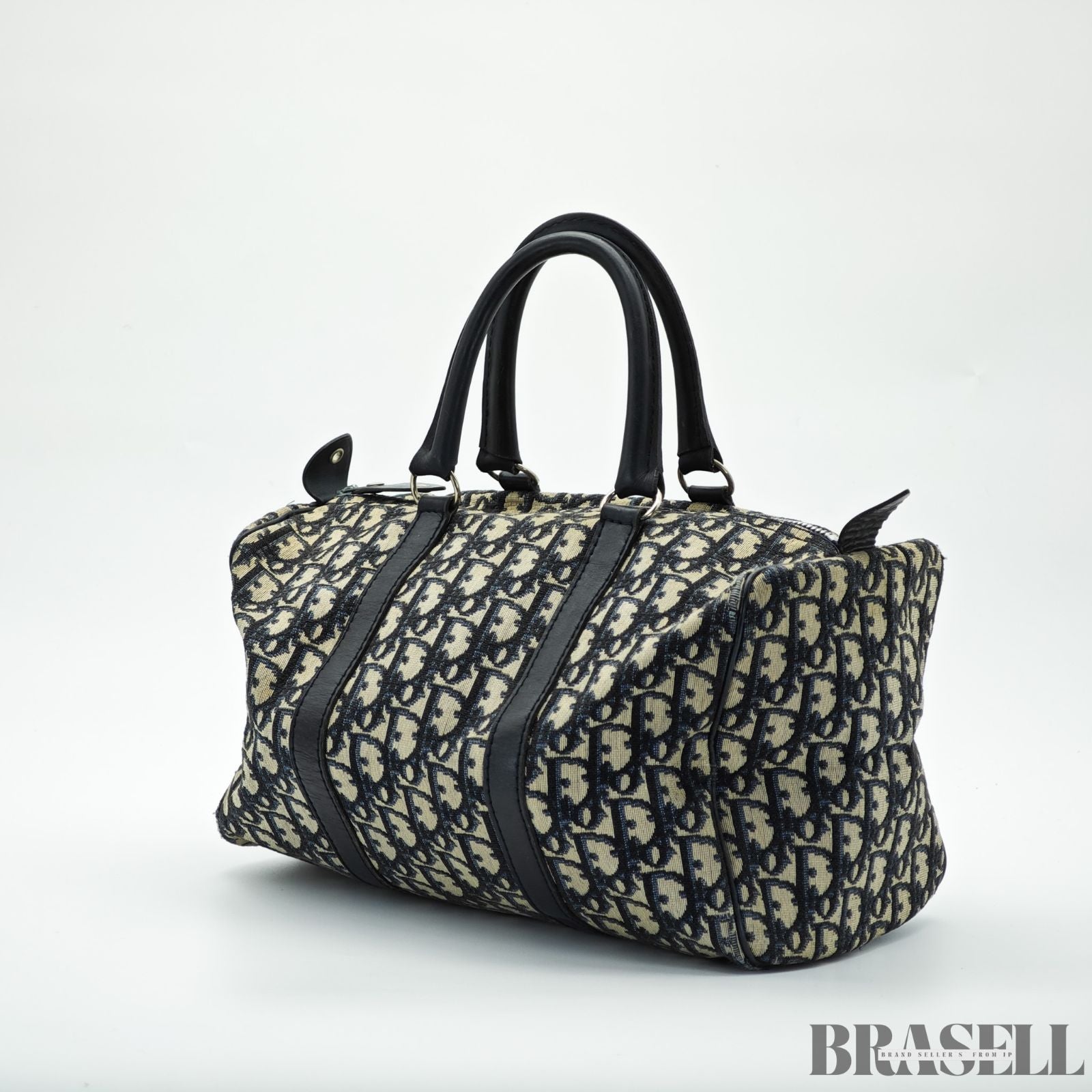 Dior ディオール トロッター ボストンバッグ キャンバス ネイビー レディース