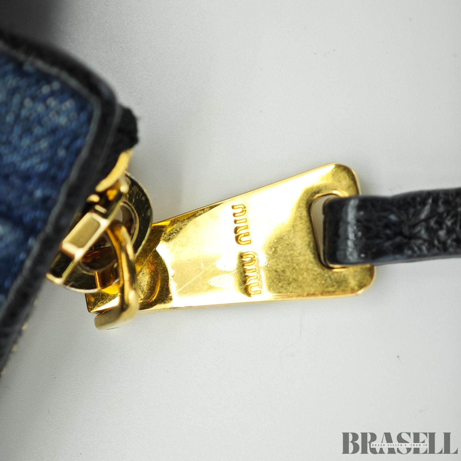 MIUMIU ミュウミュウ マテラッセ ブデニムキャンバスハンドバッグ バッグ ハンドバッグ 横長 ブルー レディース メンズ