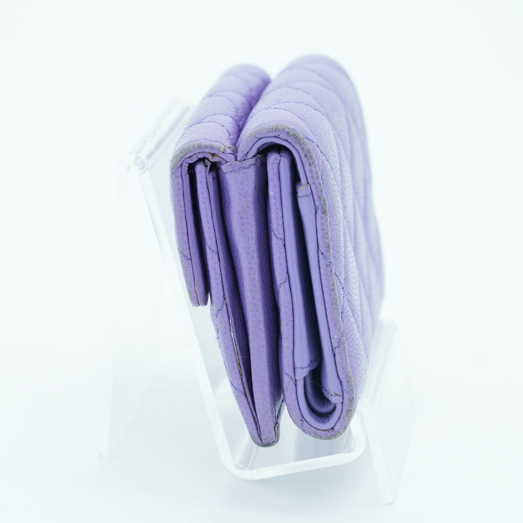 CHANEL マトラッセ 二つ折り財布 コンパクト パープル レディース