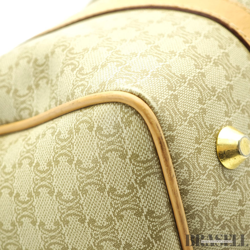 CELINE セリーヌ マカダム ミニボストン ブラウン ベージュ ボストンバッグ レディース