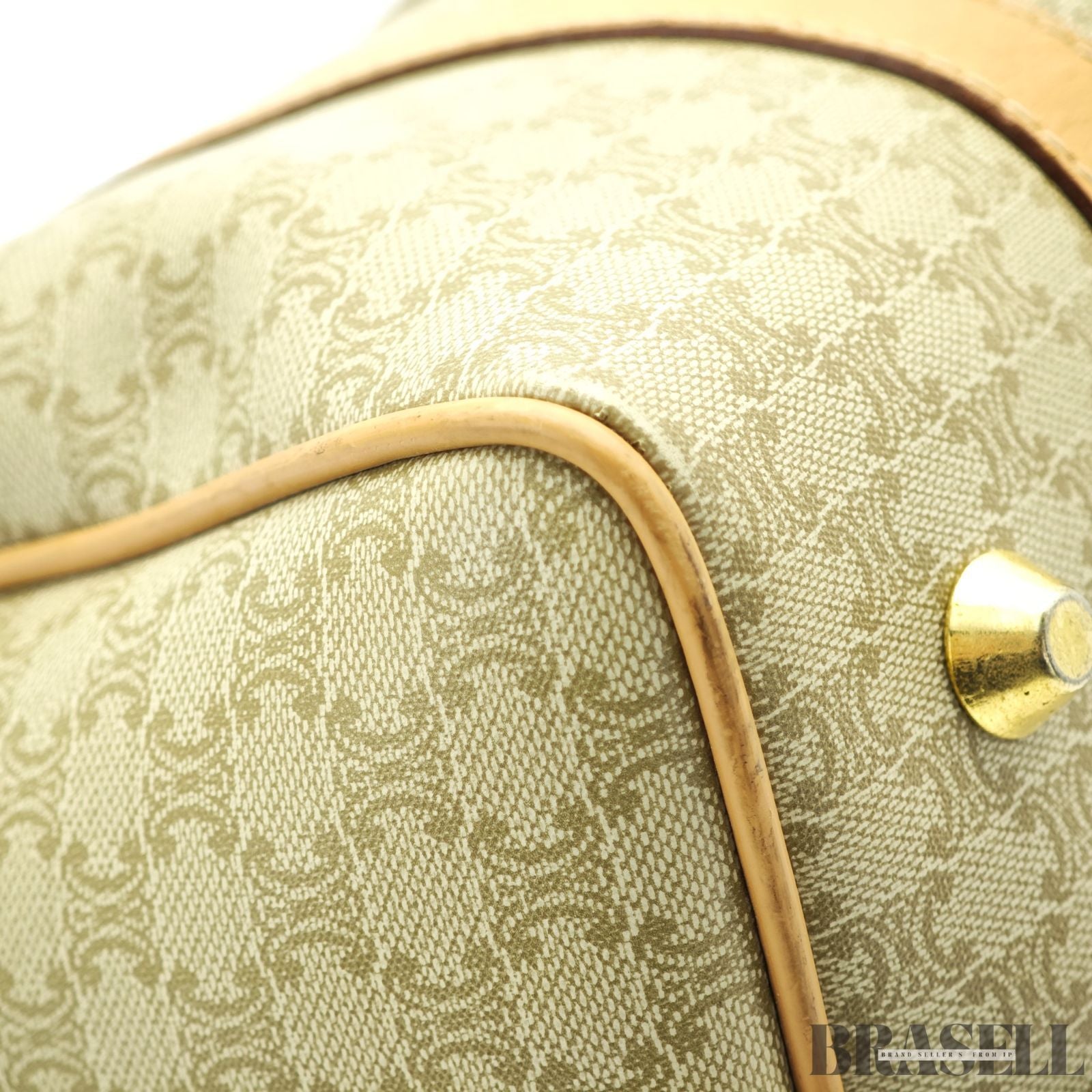 CELINE セリーヌ マカダム ミニボストン ブラウン ベージュ ボストンバッグ レディース