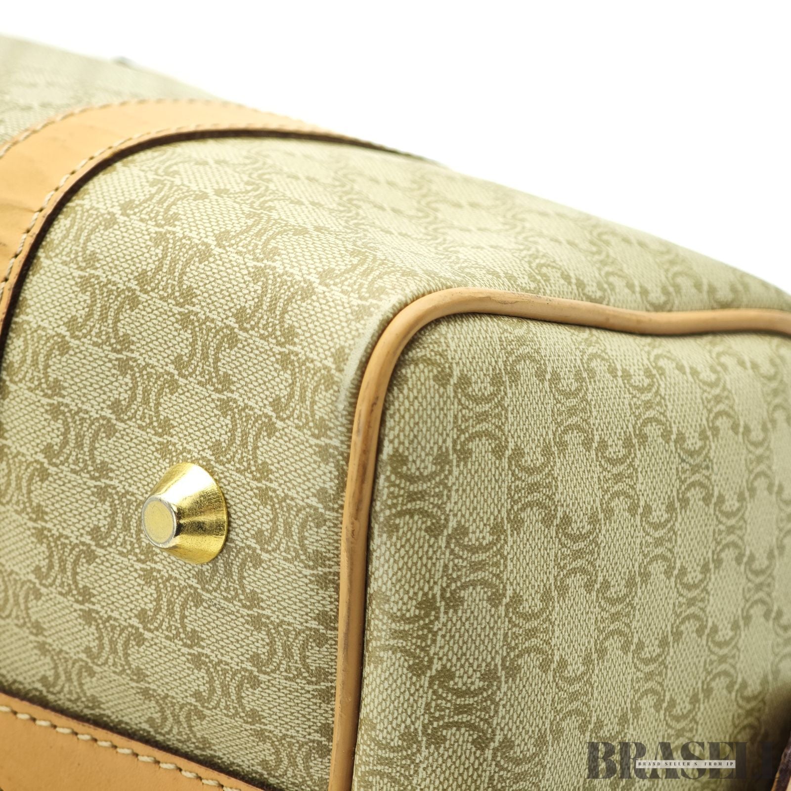 CELINE セリーヌ マカダム ミニボストン ブラウン ベージュ ボストンバッグ レディース