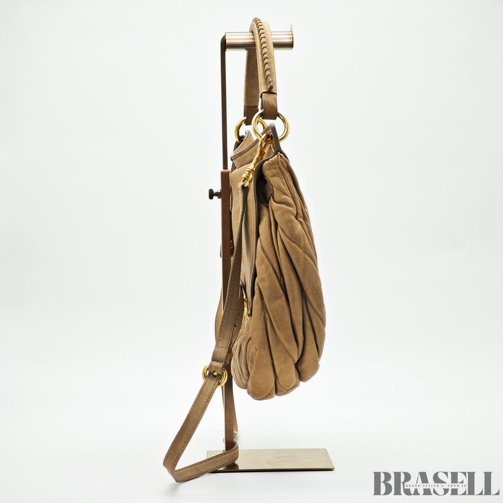 MIUMIU ミュウミュウ マテラッセ レザー ハンドバッグ バッグ 2way ブラウン レディース