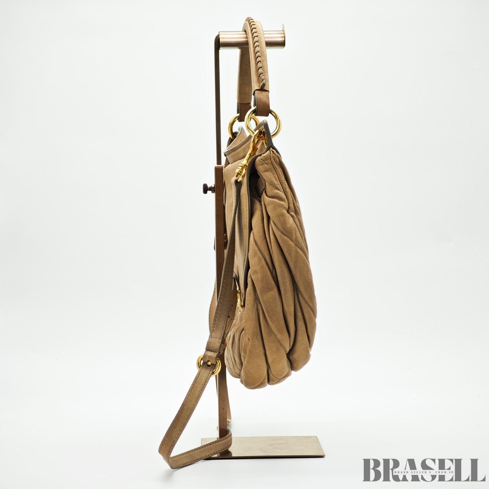 MIUMIU ミュウミュウ マテラッセ レザー ハンドバッグ バッグ 2way ブラウン レディース