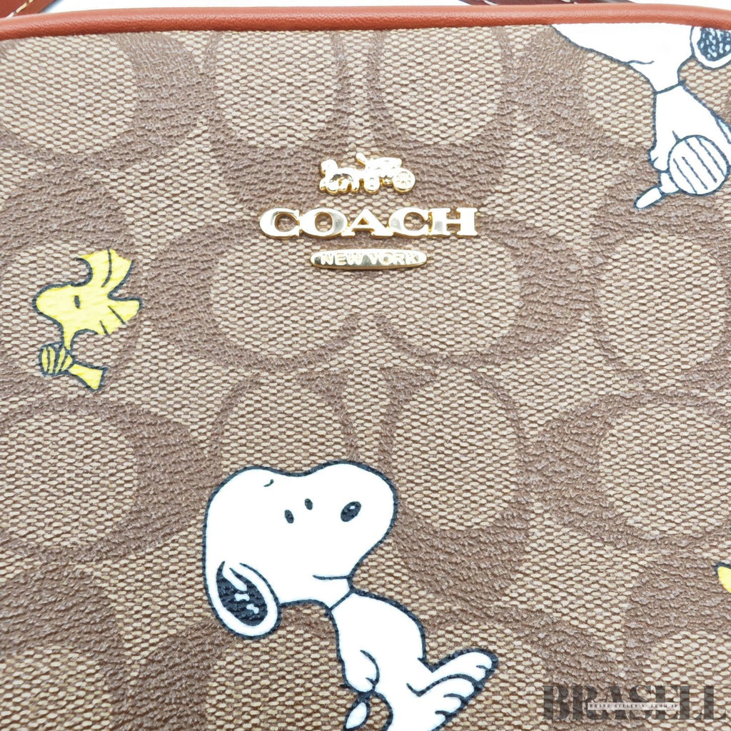 COACH コーチ シグネチャー スヌーピーコラボ CF428 バッグ ショルダーバッグ コンパクト 可愛い キャラクター カーキ レディース 保存袋