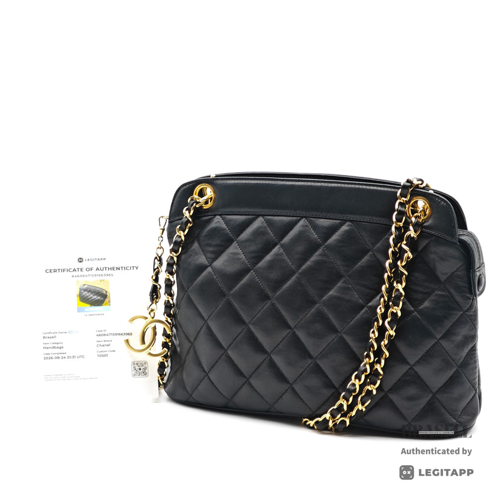 CHANEL シャネル マトラッセ ラムスキン チェーンショルダー ブラック
