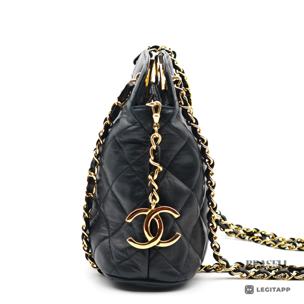 CHANEL シャネル マトラッセ ラムスキン チェーンショルダー ブラック
