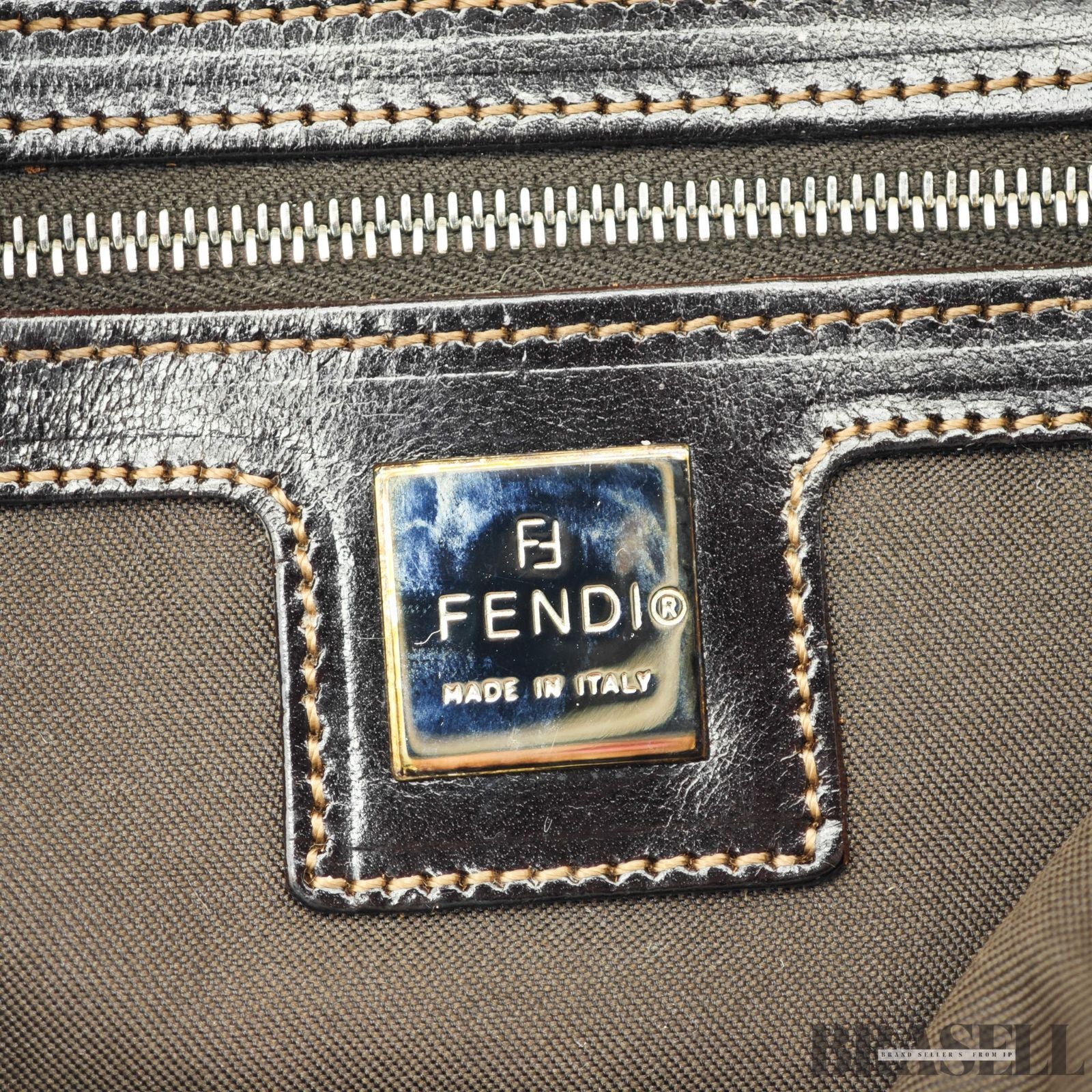 FENDI フェンディ マンマバケット ハンドバッグ  キャンバス レザー ベージュ レディース