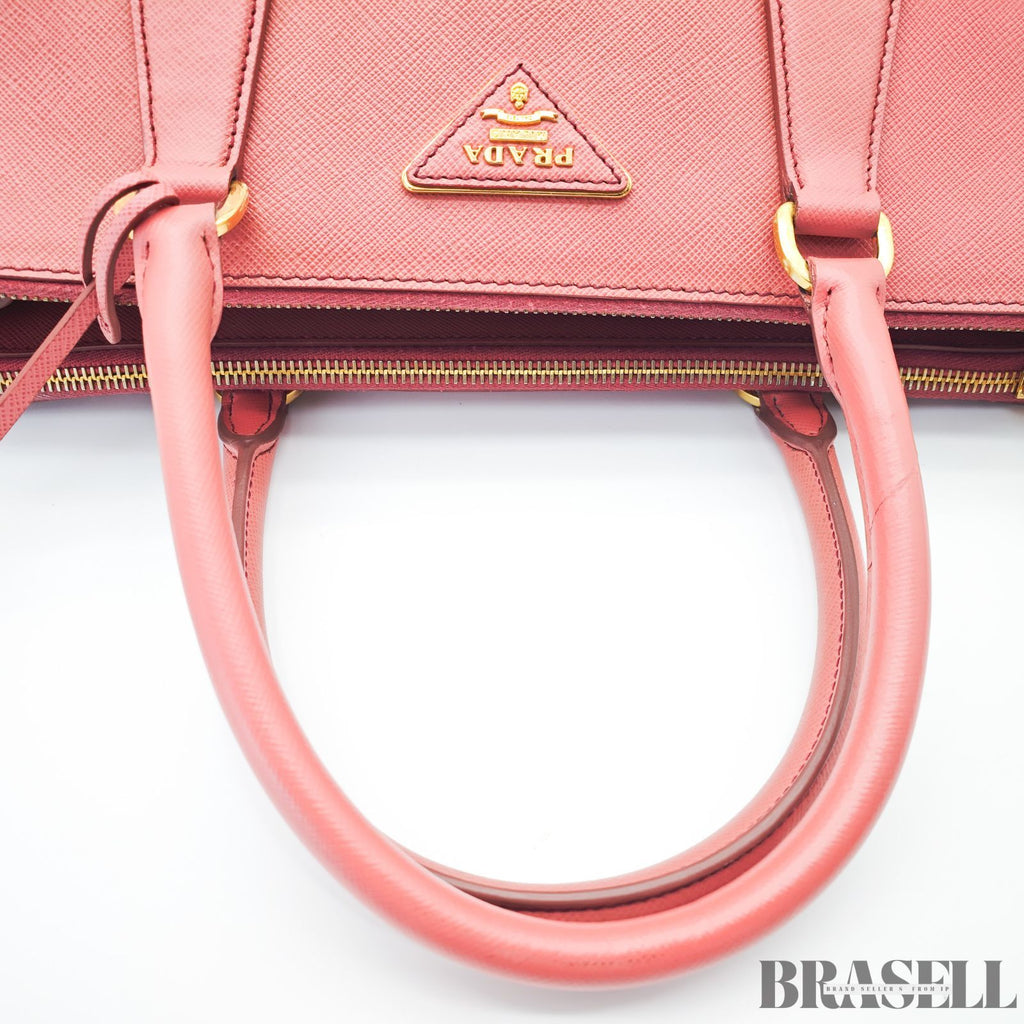 PRADA プラダ サフィアーノ レザー ガレリア  2way ハンドバッグ ピンク トートバッグ 鍵 ショルダーストラップ レディース メンズ