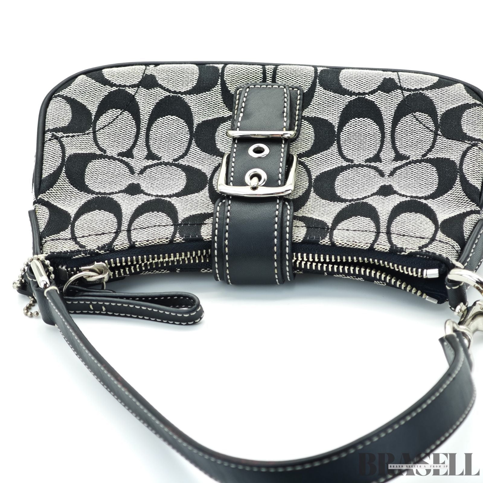 COACH コーチ シグネチャー ショルダーバッグ バッグ ホーボー 三日月 ブラック レディース