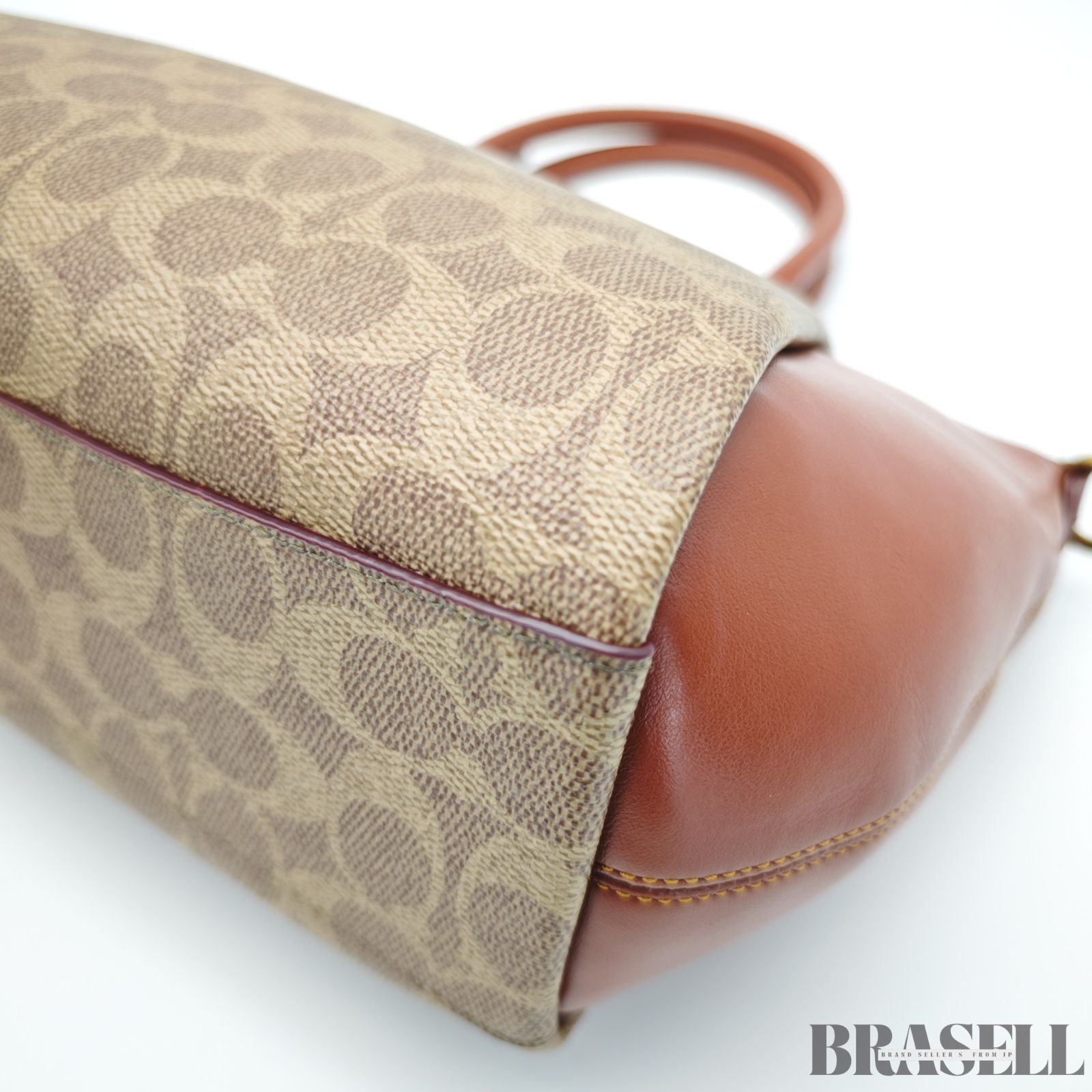 COACH コーチ エリス サッチェル シグネチャー 796364 バッグ トートバッグ ショルダーバッグ 2way ブラウン レンガ色系 ×ベージュ レディース ショルダーストラップ