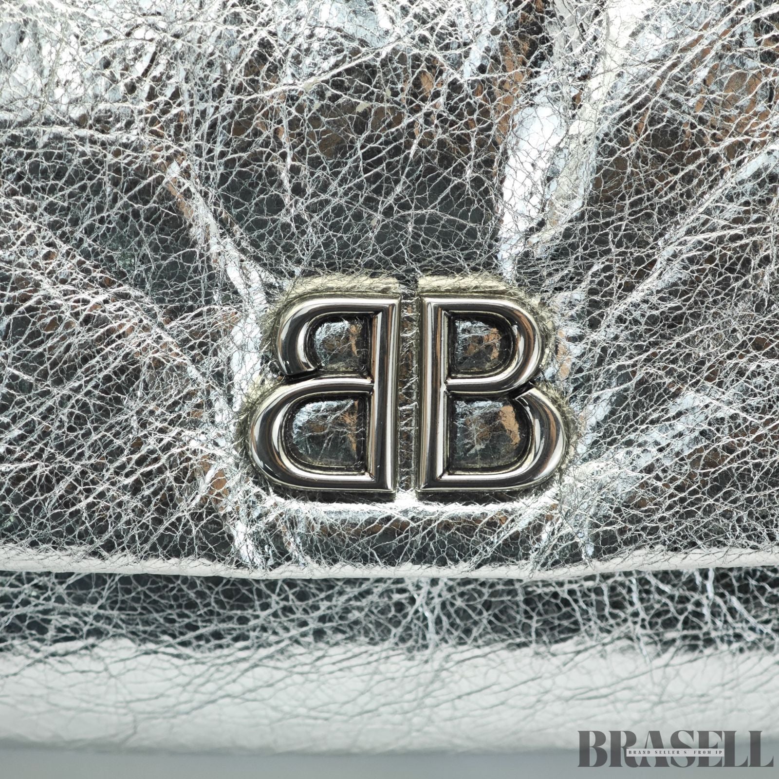 BALENCIAGA バレンシアガ MONACO モナコ ナノバッグ メタライズド ショルダーバッグ コンパクト メタリック シルバー系 レディース