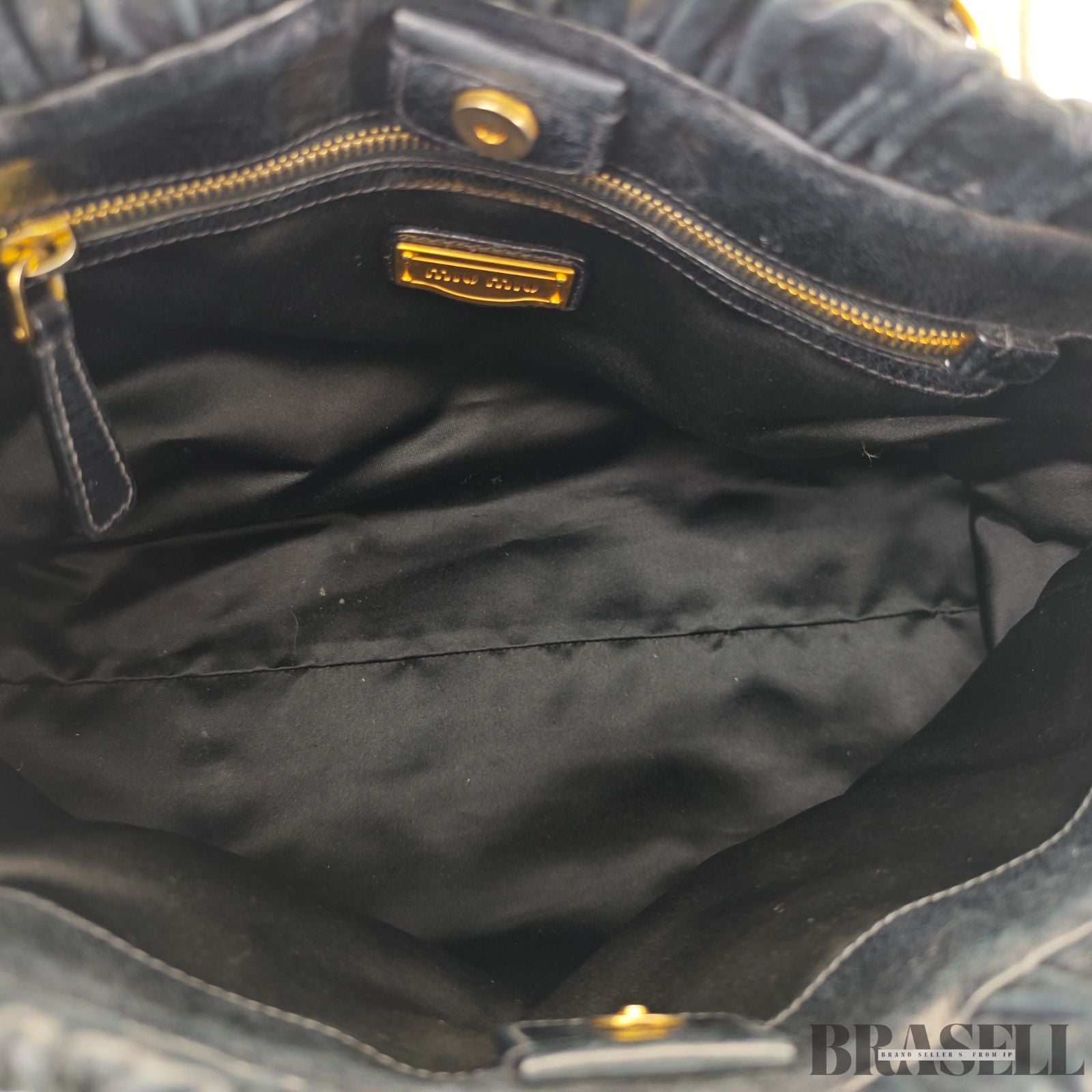 miu miu ミュウミュウ ギャザー ハンドバッグ RT0383 バッグ ショルダーバッグ 2way ブラック レディース ショルダーストラップ