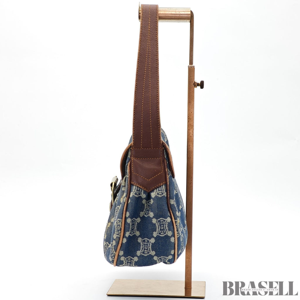 CELINE  セリーヌ パリマカダム ワンショルダーバッグ バッグ ハンドバッグ フラップ デニム ブラウン系 レディース 保存袋