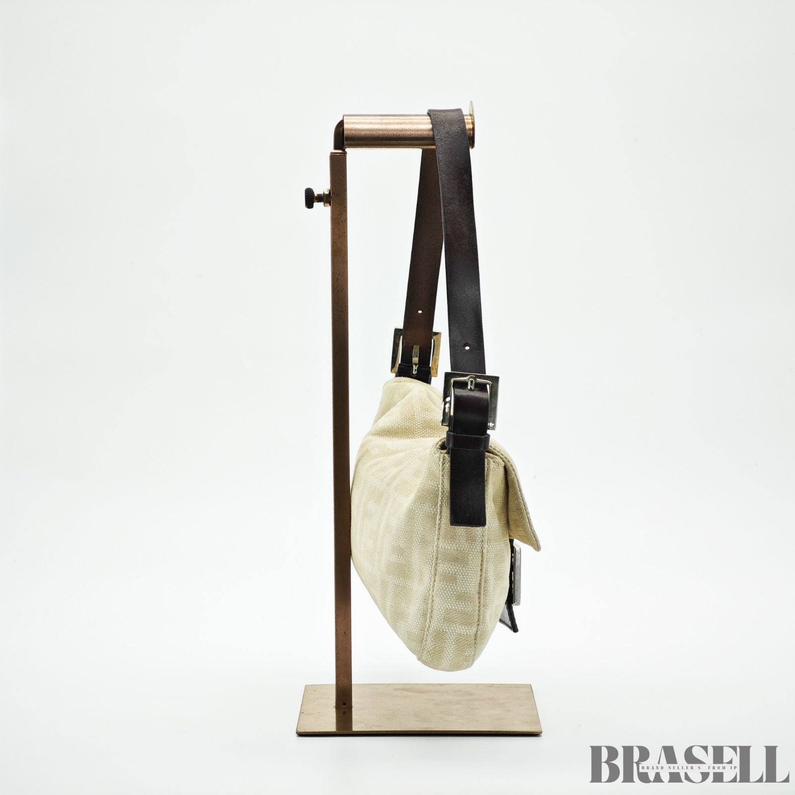 FENDI フェンディ マンマバケット ハンドバッグ  キャンバス レザー ベージュ レディース