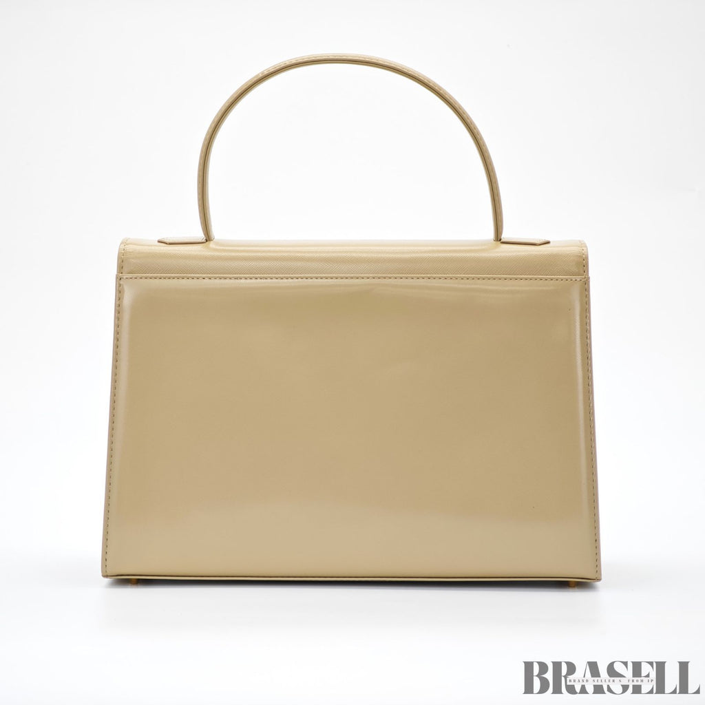 Yves Saint Laurent  イヴ・サンローラン ヴィンテージ ケリー型 トップハンドルバッグ ロゴ金具  バッグ ハンドバッグ フラップ ベージュ レディース メンズ 箱 保存袋