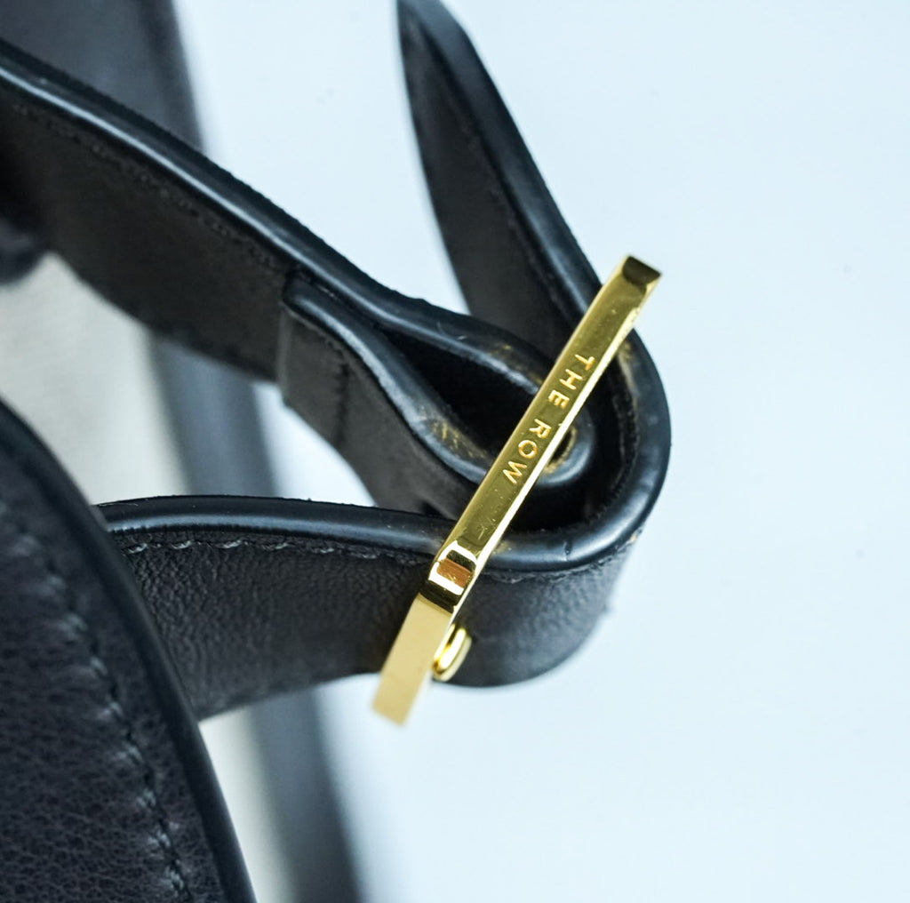 【希少】THE ROW ザ・ロウ Margaux 15 マルゴー キャンバス レザー ハンドバッグ ブラック ベージュ 保存袋付 美品 ABランク レア トートバッグ メンズ レディース