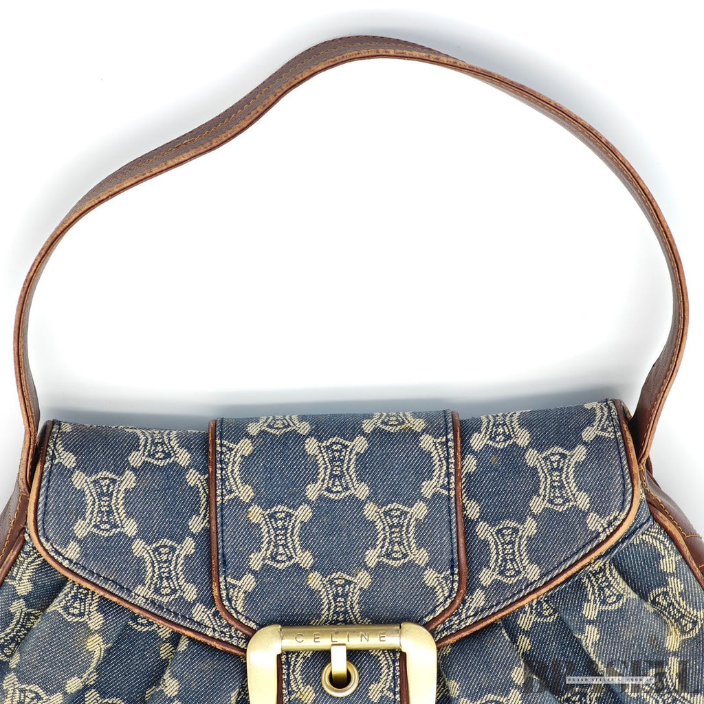 CELINE  セリーヌ パリマカダム ワンショルダーバッグ バッグ ハンドバッグ フラップ デニム ブラウン系 レディース 保存袋