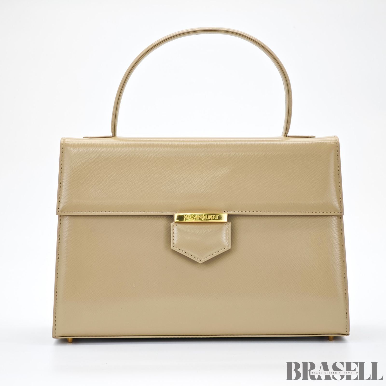 Yves Saint Laurent  イヴ・サンローラン ヴィンテージ ケリー型 トップハンドルバッグ ロゴ金具  バッグ ハンドバッグ フラップ ベージュ レディース メンズ 箱 保存袋