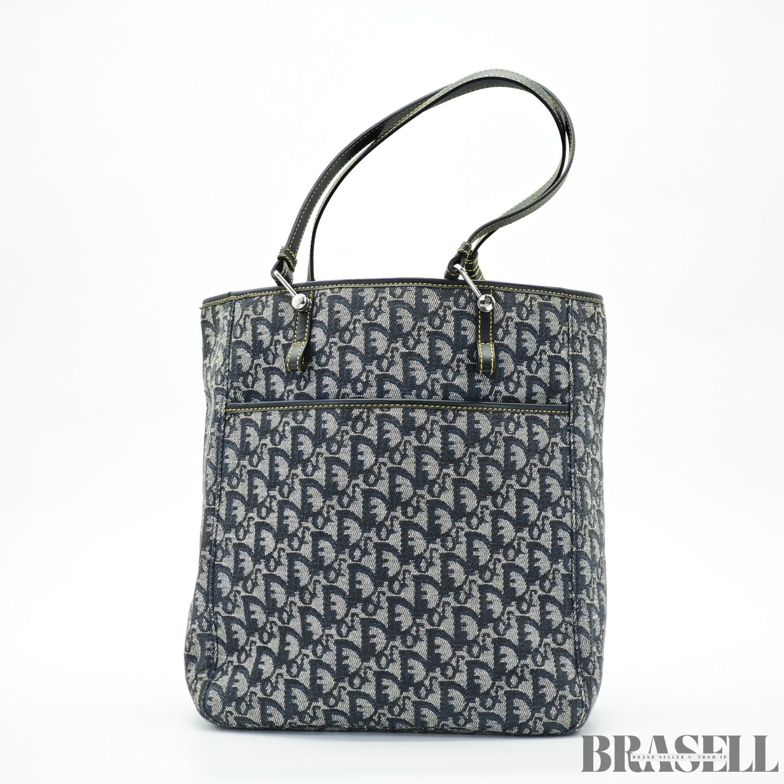 Dior ディオール トロッター トートバッグ ハンドバッグ キャンバス レザー ネイビー レディース