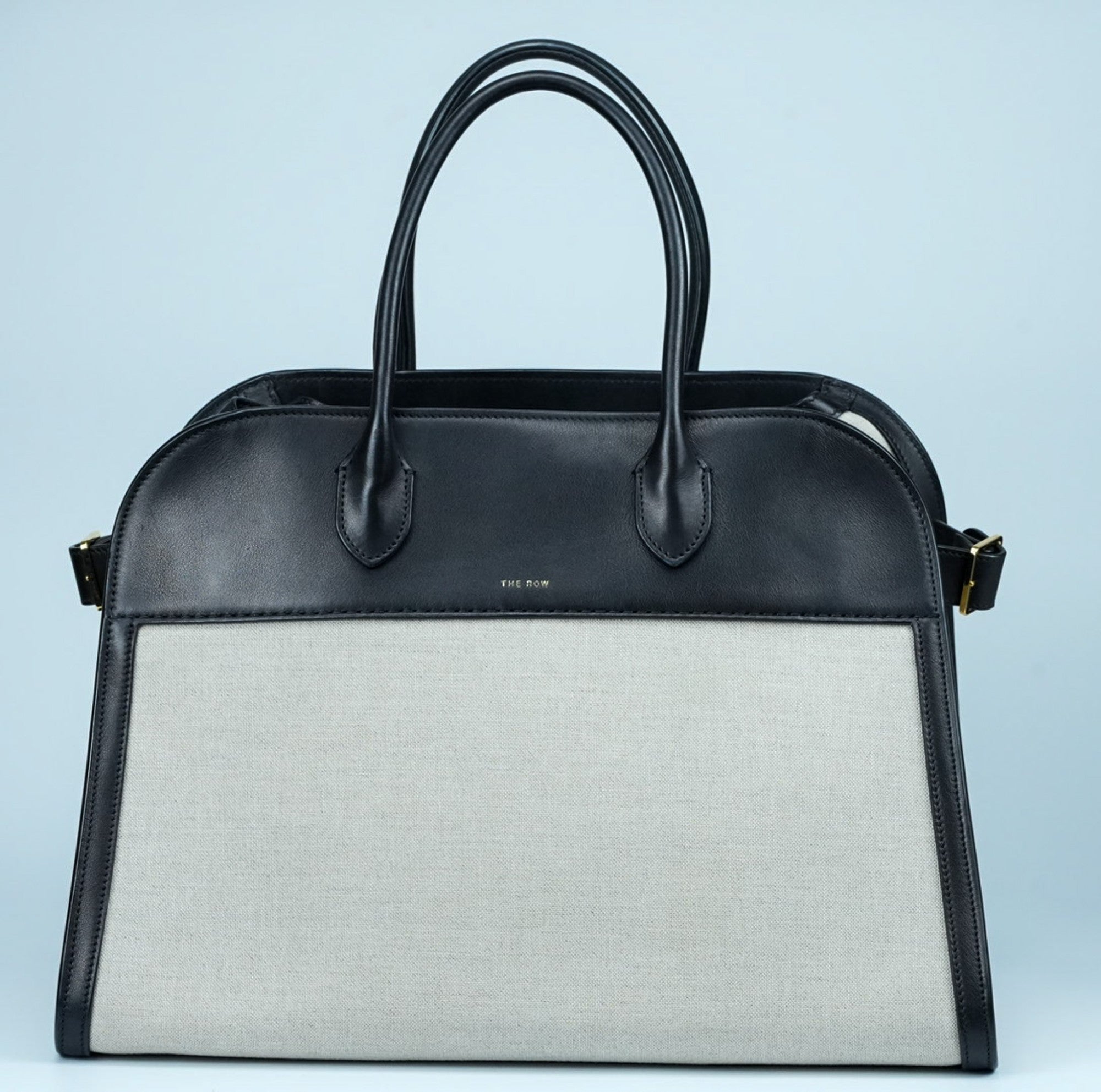 【希少】THE ROW ザ・ロウ Margaux 15 マルゴー キャンバス レザー ハンドバッグ ブラック ベージュ 保存袋付 美品 ABランク レア トートバッグ メンズ レディース