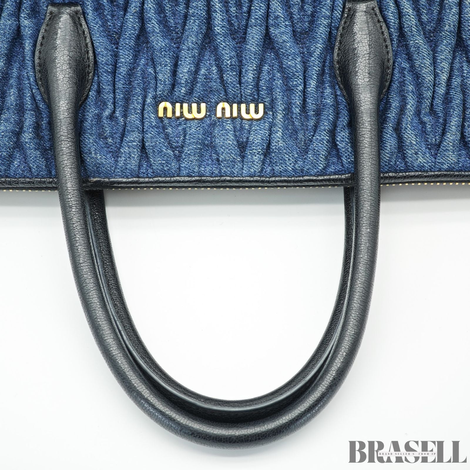 MIUMIU ミュウミュウ マテラッセ ブデニムキャンバスハンドバッグ バッグ ハンドバッグ 横長 ブルー レディース メンズ