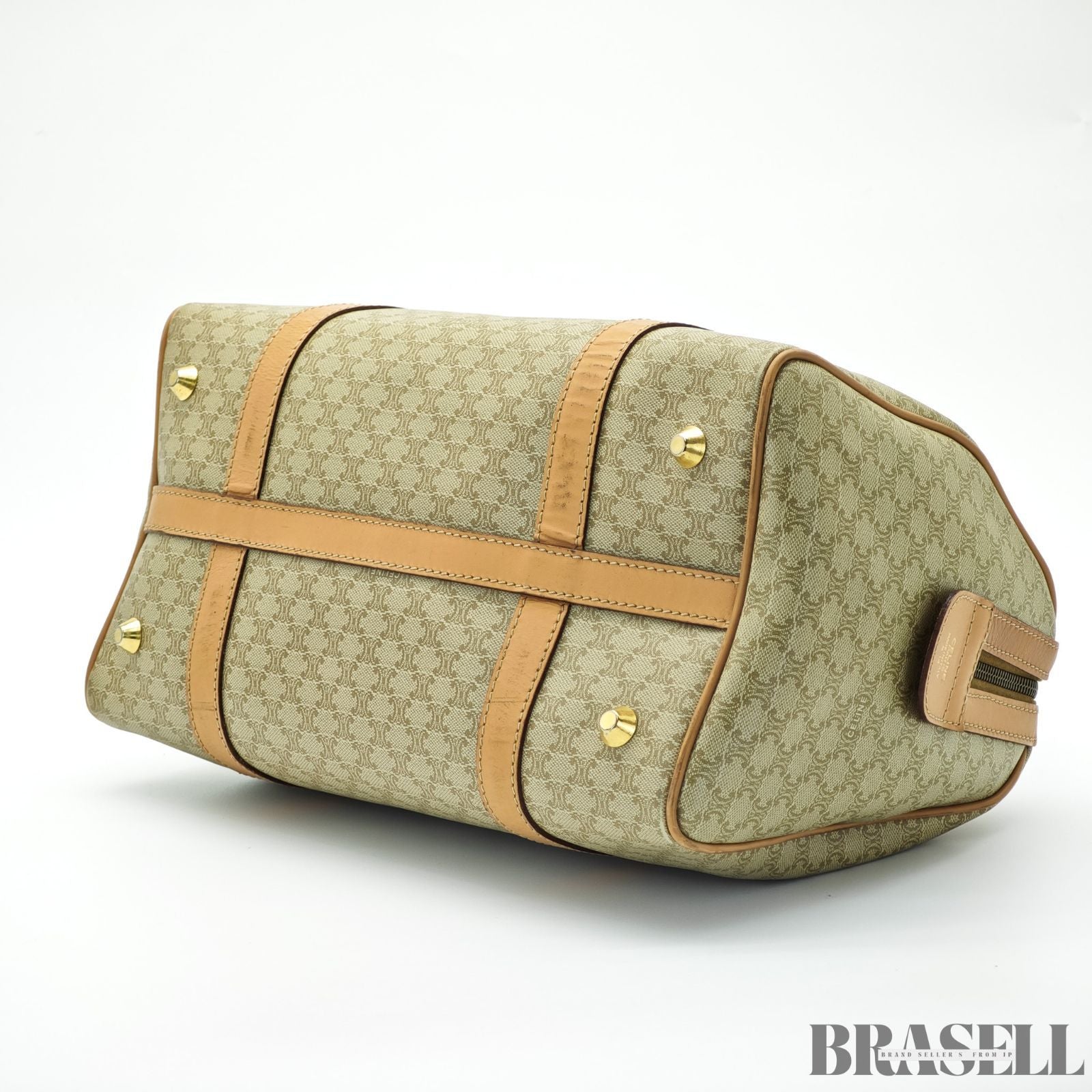 CELINE セリーヌ マカダム ミニボストン ブラウン ベージュ ボストンバッグ レディース