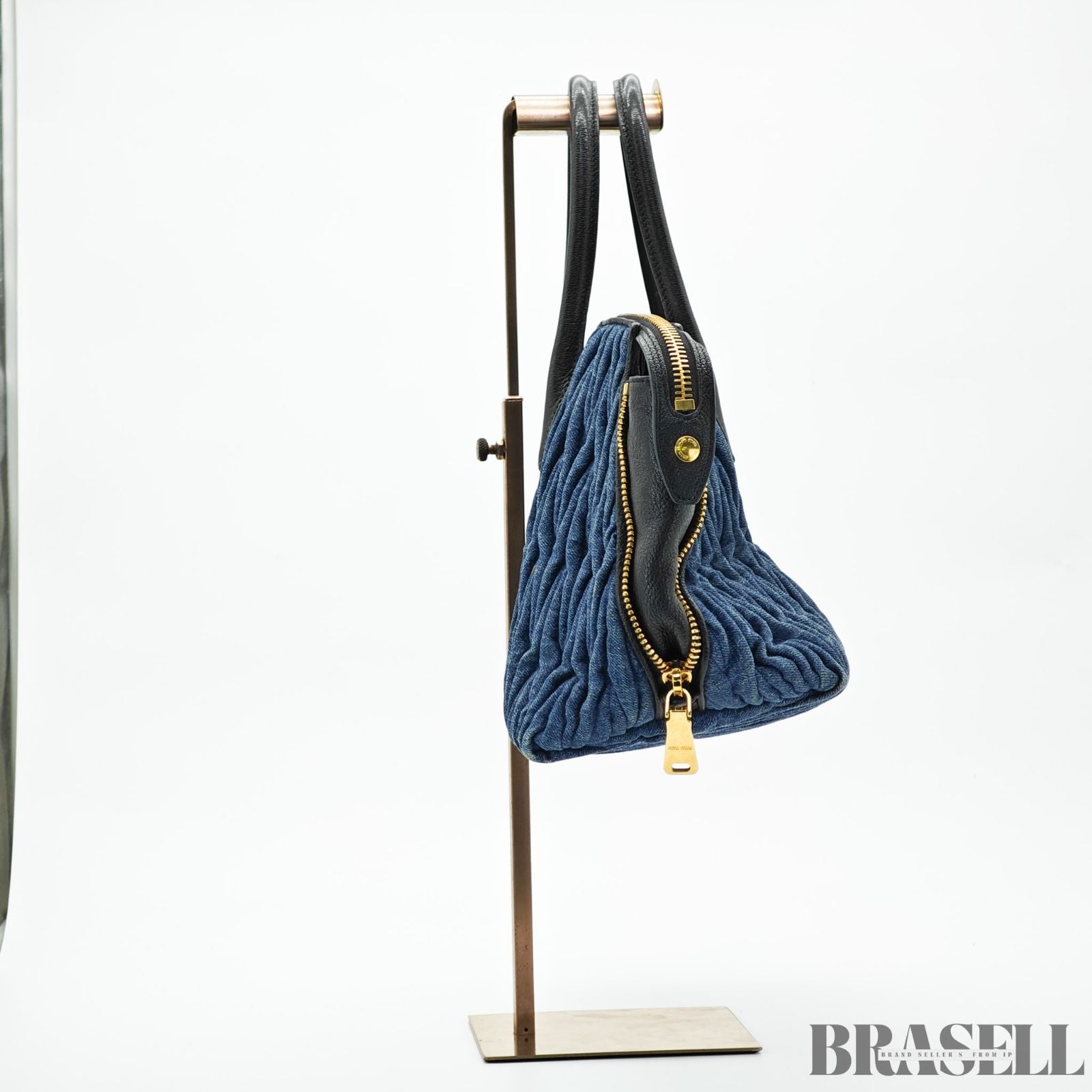 MIUMIU ミュウミュウ マテラッセ ブデニムキャンバスハンドバッグ バッグ ハンドバッグ 横長 ブルー レディース メンズ