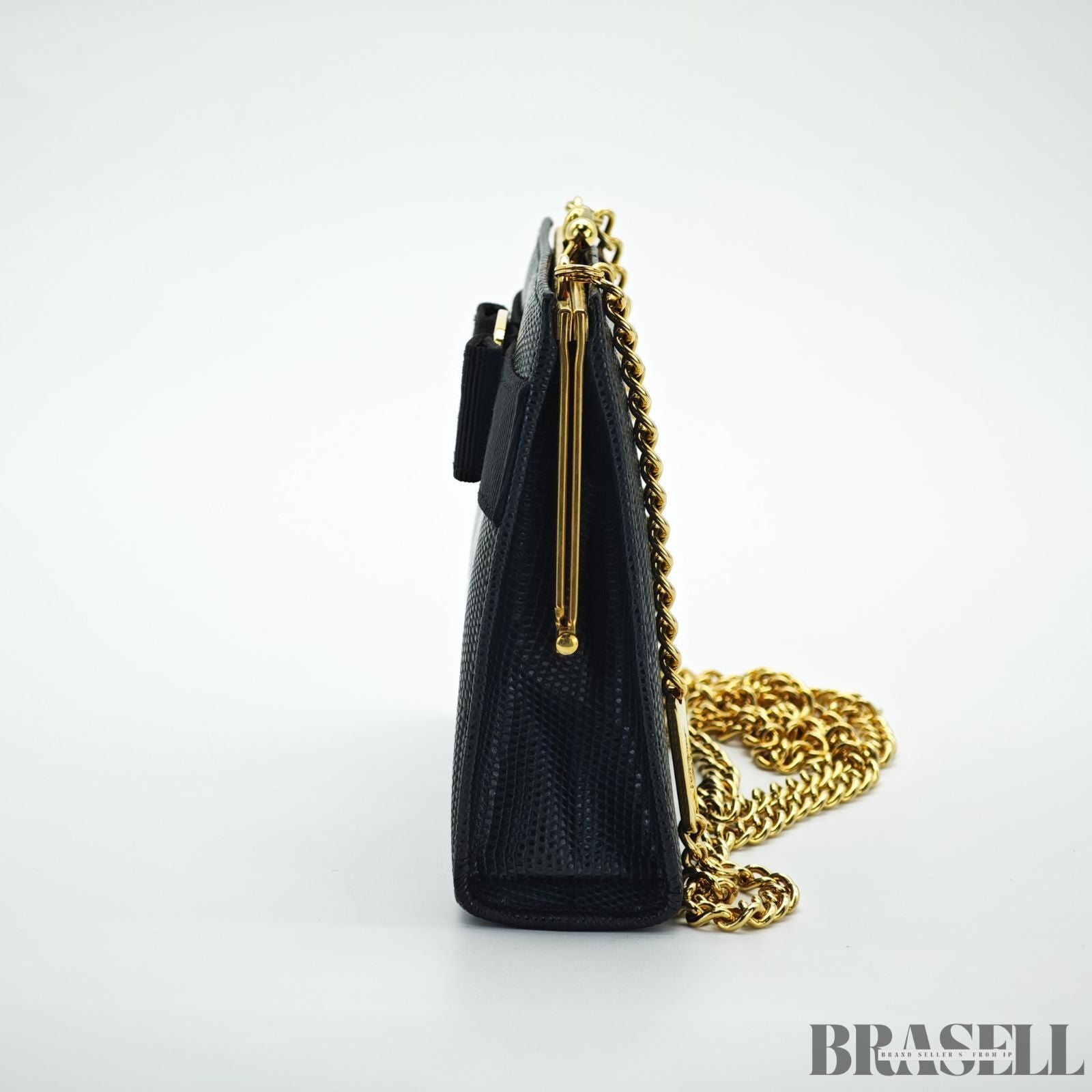 Salvatore Ferragamo サルバトーレ・フェラガモ ヴァラ リボン 22-3054 バッグ ショルダーバッグ 型押し コンパクト ブラック レディース 箱